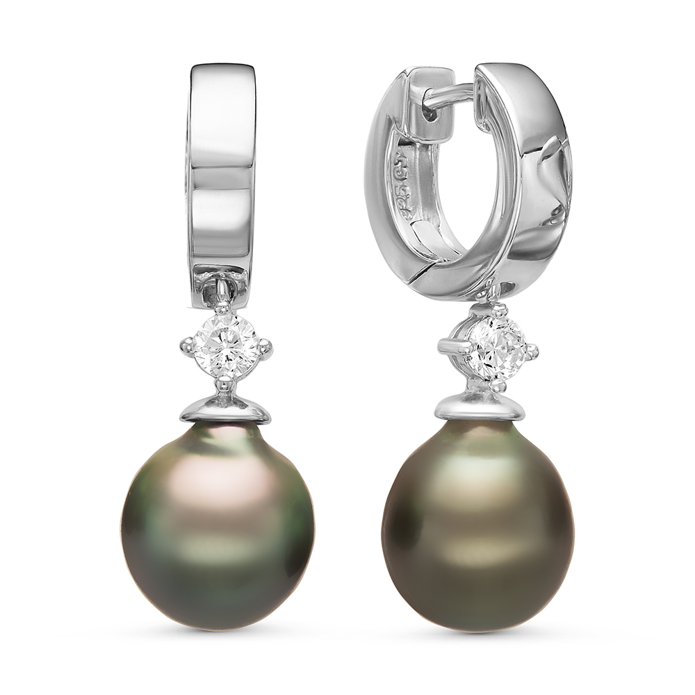 Серьги из серебра с Таитянскими жемчужинами 10-10,5 мм. Артикул 11107 Серьги из серебра с Таитянскими жемчужинами 10-10,5 мм. Артикул 11107