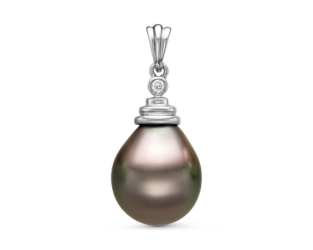 Кулон из белого золота с черной Таитянской жемчужиной 14-14,5 мм. Артикул 11129 Кулон из белого золота с черной Таитянской жемчужиной 14-14,5 мм. Артикул 11129