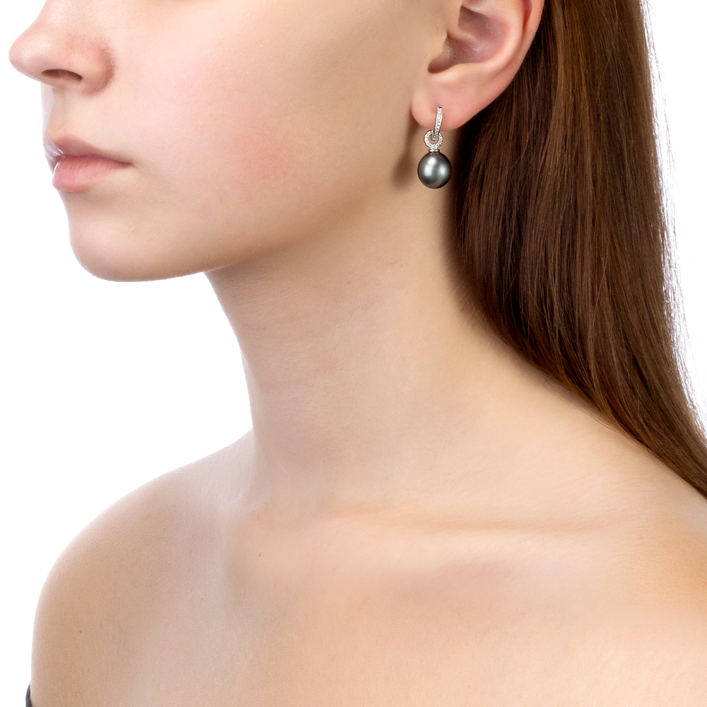 Серьги из серебра с Таитянскими жемчужинами 11-11,5 мм. Артикул 10713