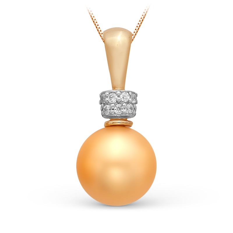 Кулон из желтого золота с золотой жемчужиной 9,5-10 мм. Артикул 9978 Кулон из желтого золота с золотой жемчужиной 9,5-10 мм. Артикул 9978