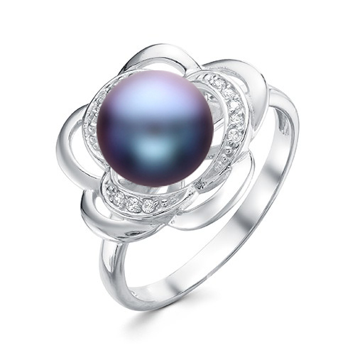 Кольцо из серебра 925 пробы с черной жемчужиной 8,5-9 мм. Артикул 11784 Кольцо из серебра 925 пробы с черной жемчужиной 8,5-9 мм. Артикул 11784