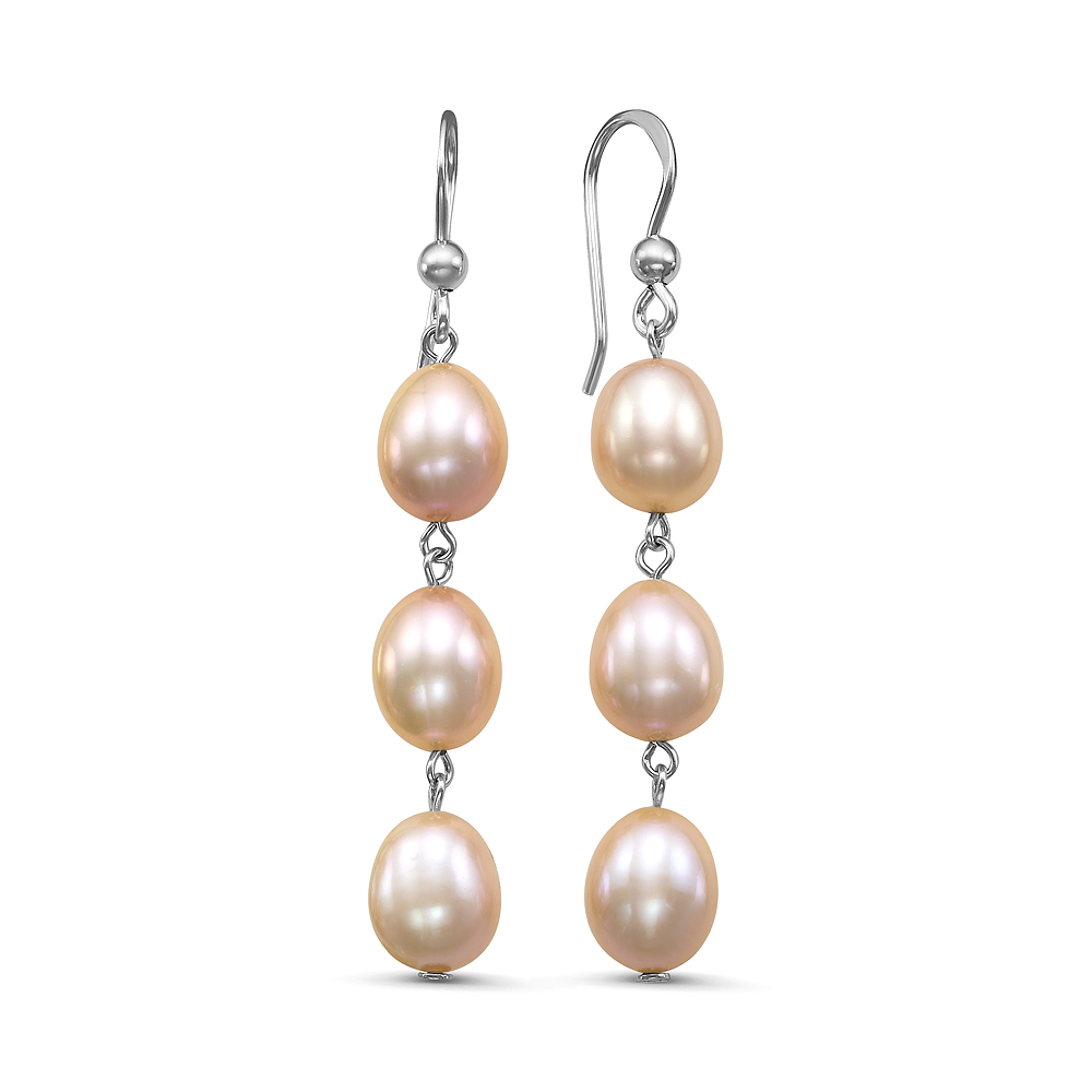 Серьги из серебра с лавандовыми жемчужинами 7,5-8 мм. Артикул 10795 Серьги из серебра с лавандовыми жемчужинами 7,5-8 мм. Артикул 10795