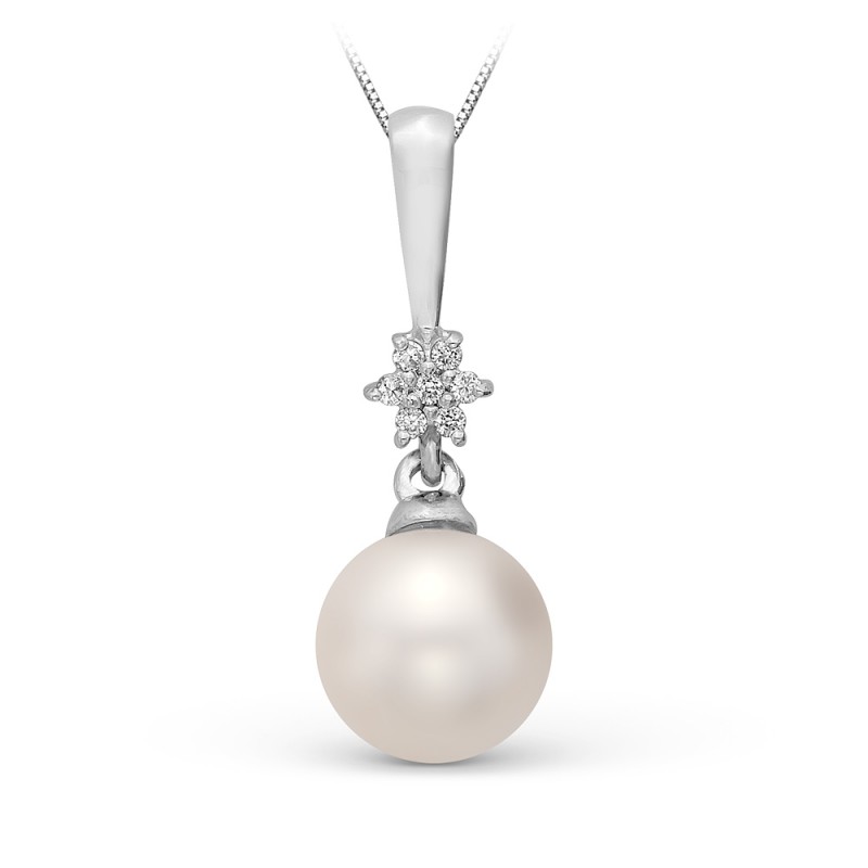Кулон из белого золота с белой жемчужиной 9-9,5 мм. Артикул 9976 Кулон из белого золота с белой жемчужиной 9-9,5 мм. Артикул 9976