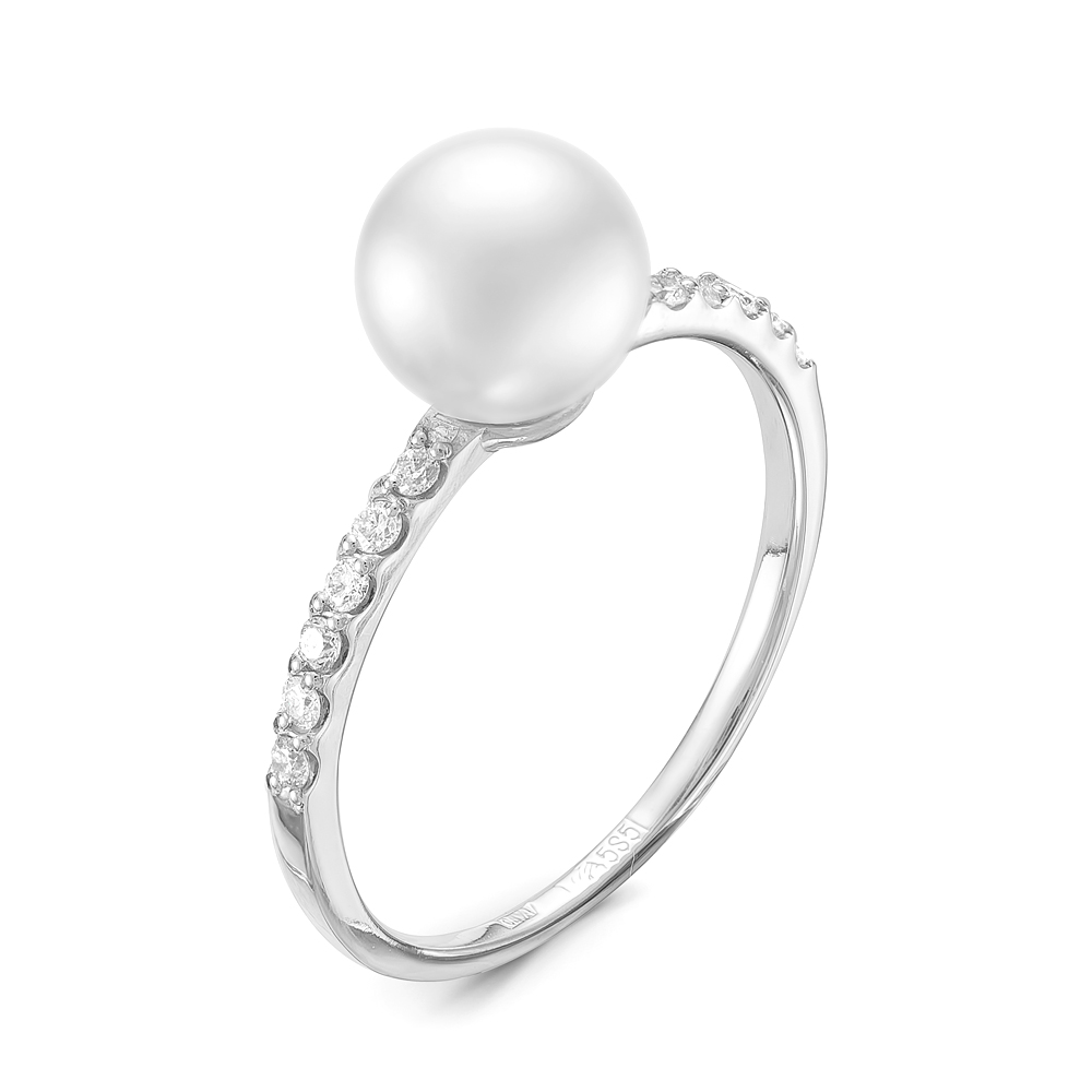 Кольцо тройное из серебра 925 пробы с жемчужинами "микс" 7-7,5 мм. Артикул 11813