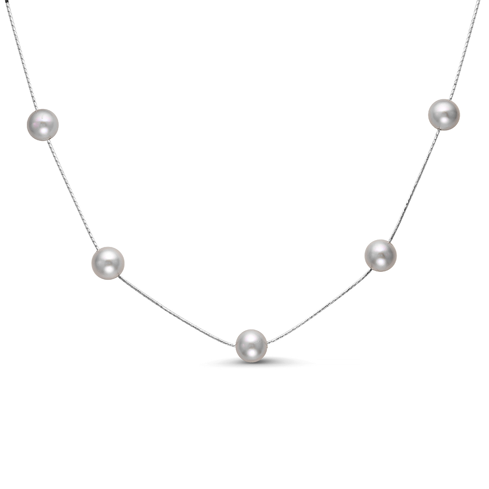 Цепочка из серебра 925 пробы с серыми речными жемчужинами 7-7,5 мм. Артикул 9920 Цепочка из серебра 925 пробы с серыми речными жемчужинами 7-7,5 мм. Артикул 9920