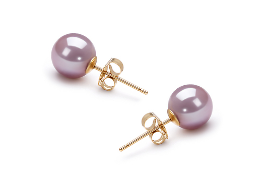 Пусеты из серебра с розовыми жемчужинами 6,5-7 мм. Артикул 10182