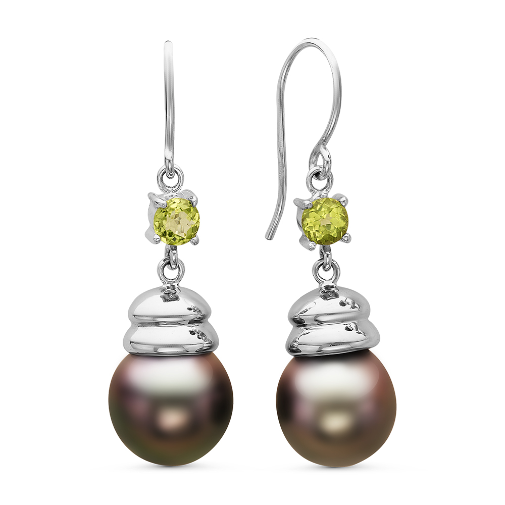 Серьги из серебра с Таитянскими жемчужинами 9-10 мм. Артикул 10716