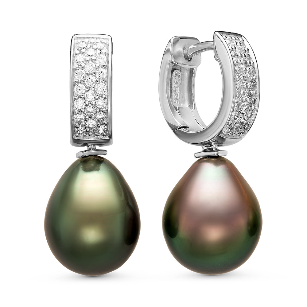 Серьги из серебра с Таитянскими жемчужинами 11-11,5 мм. Артикул 11109