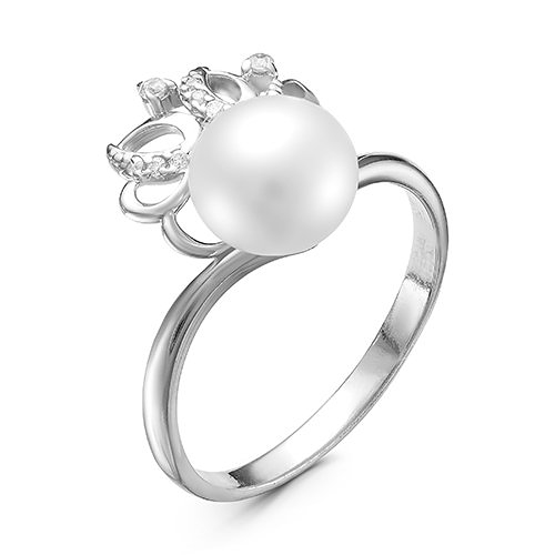 Кольцо из серебра 925 пробы с белой жемчужиной 7,5-8 мм. Артикул 11928 Кольцо из серебра 925 пробы с белой жемчужиной 7,5-8 мм. Артикул 11928