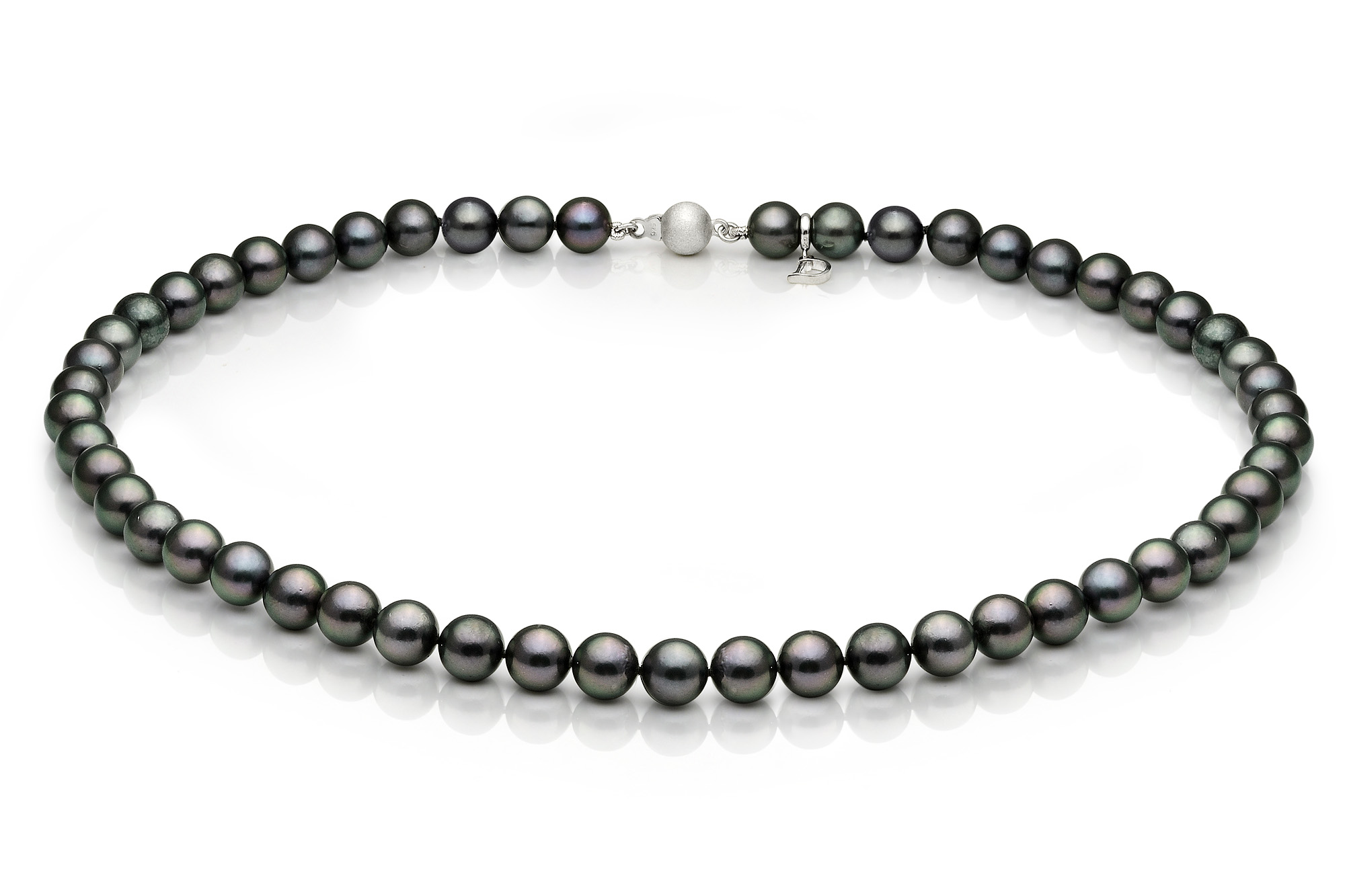 Ожерелье из черного морского жемчуга Акойя (Япония) 7,5-8 мм. Качество жемчуга наивысшее ААА. Артикул 7636