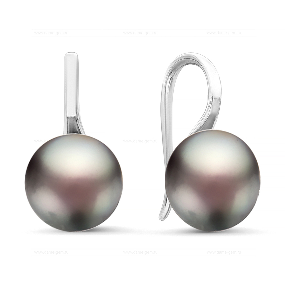 Серьги из серебра с черными жемчужинами 8,5-9 мм. Артикул 11338 Серьги из серебра с черными жемчужинами 8,5-9 мм. Артикул 11338