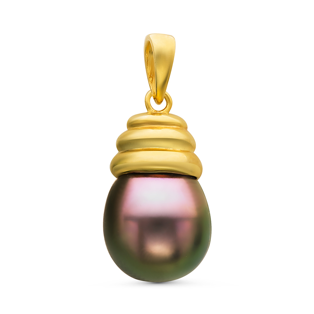 Кулон из серебра с черной Таитянской жемчужиной 10-10,5 мм. Артикул 10707