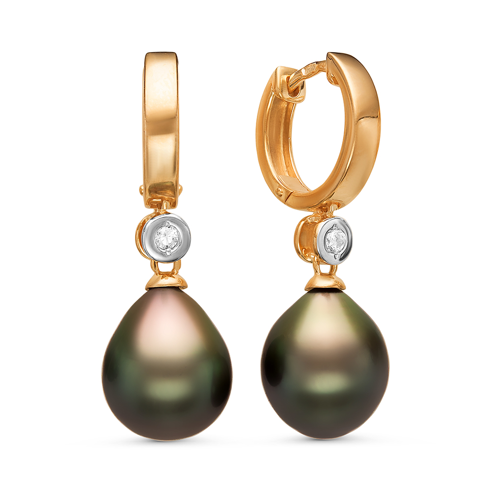 Серьги из серебра с Таитянскими жемчужинами 10,6-10,9 мм. Артикул 11103