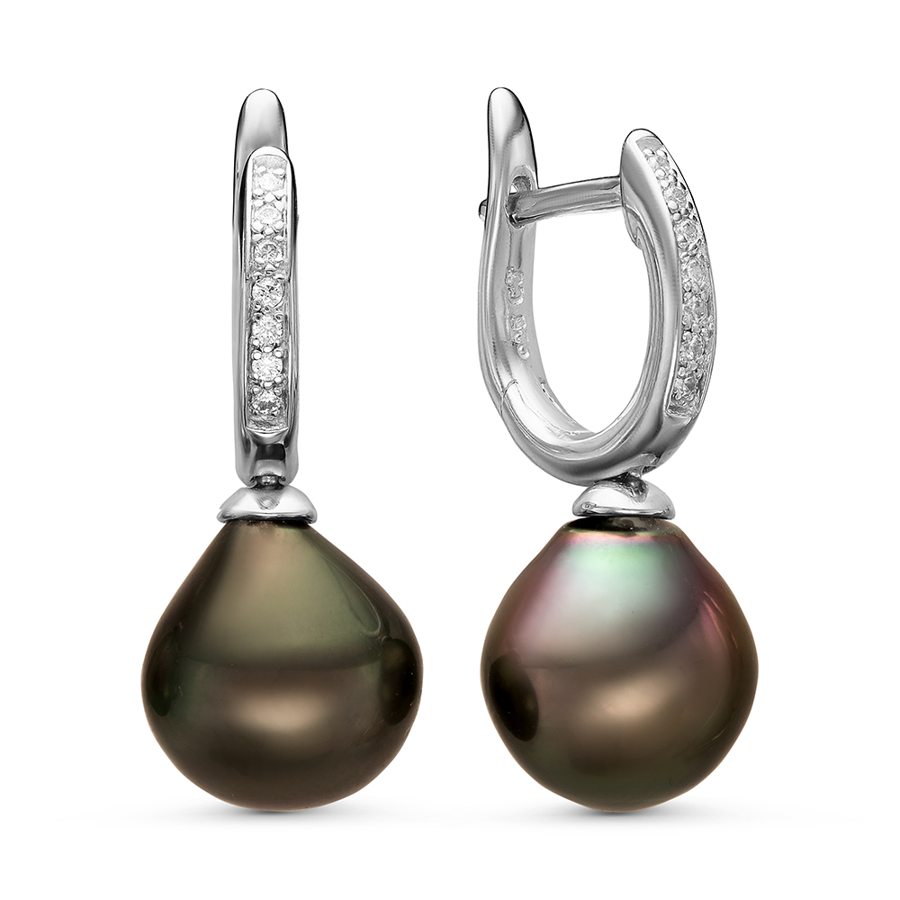 Серьги из серебра с Таитянскими жемчужинами 11-11,5 мм. Артикул 11108