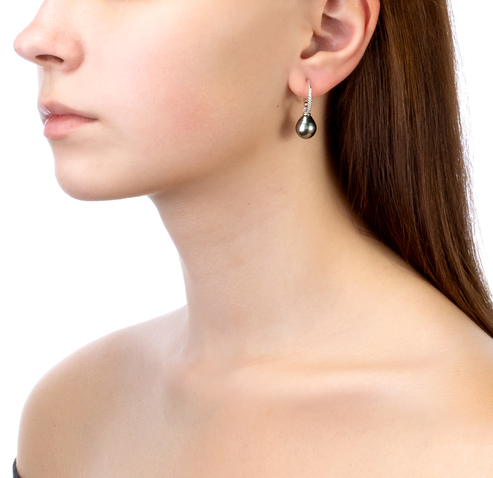 Серьги из серебра с Таитянскими жемчужинами 10-10,5 мм. Артикул 10810