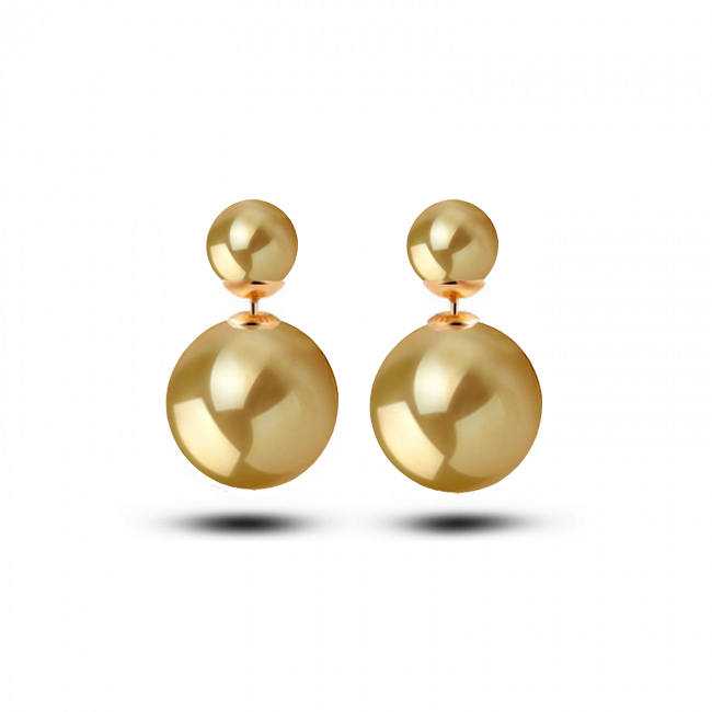 Пусеты "Диор" из золота 585 пробы с Австралийскими жемчужинами 11,6-13,9 мм. Артикул 12295