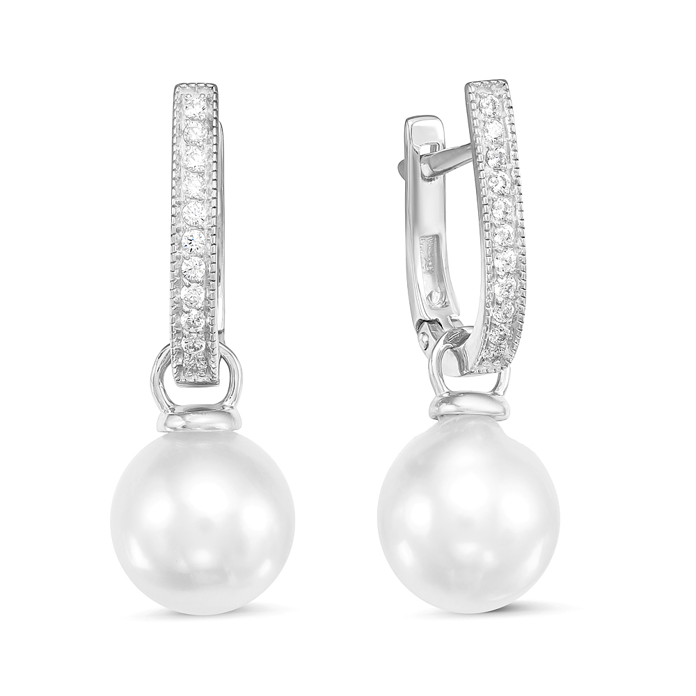 Серьги из серебра с Австралийскими жемчужинами 10-10,5 мм. Артикул 12156 Серьги из серебра с Австралийскими жемчужинами 10-10,5 мм. Артикул 12156