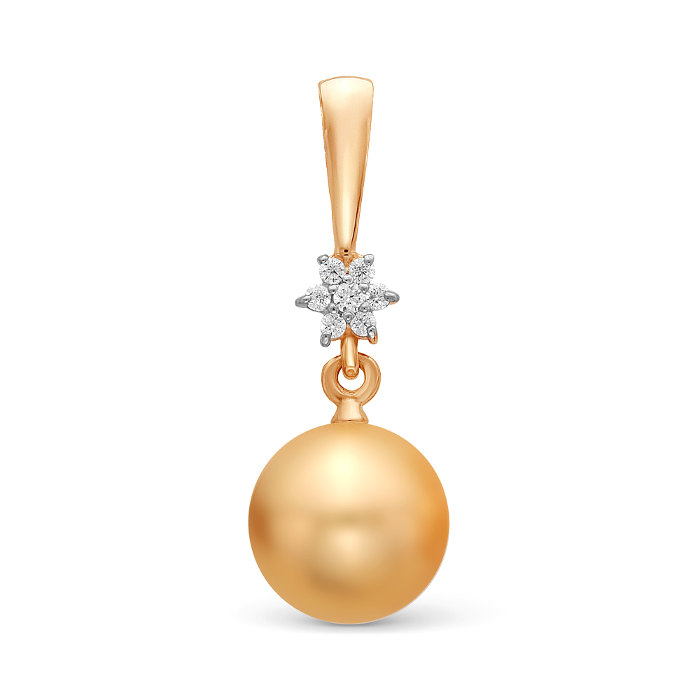 Кулон из желтого золота с золотистой жемчужиной Акойя 8-8,5 мм. Артикул 11437 Кулон из желтого золота с золотистой жемчужиной Акойя 8-8,5 мм. Артикул 11437