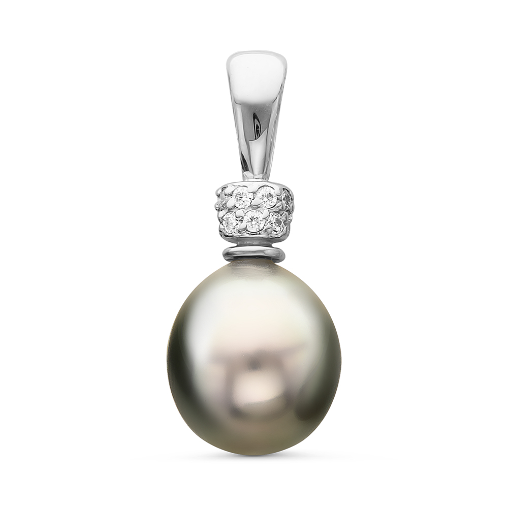 Кулон из серебра с серой Таитянской жемчужиной 10-10,5 мм. Артикул 10699