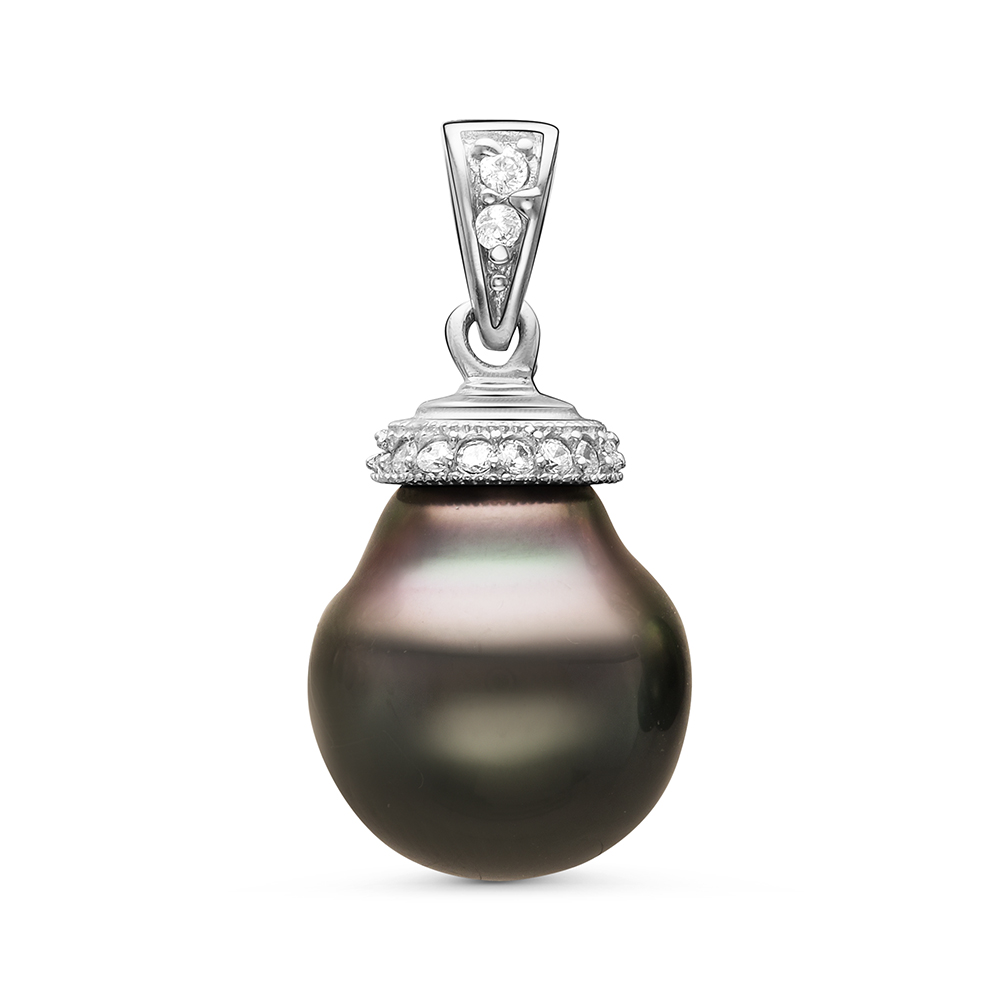 Кулон из серебра с черной Таитянской жемчужиной 11,6-11,9 мм. Артикул 10992