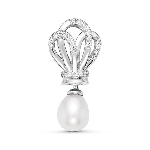 Подвеска из серебра с белой речной жемчужиной 9-10 мм. Артикул 12352