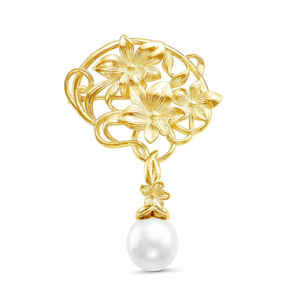 Брошь из серебра с Австралийской морской жемчужиной 10-10,5 мм. Артикул 12109 Брошь из серебра с Австралийской морской жемчужиной 10-10,5 мм. Артикул 12109