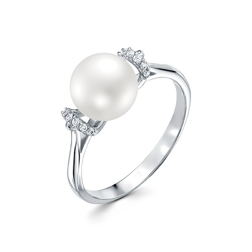 Кольцо из белого золота 585 пробы с белой жемчужиной 8,5-9 мм. Артикул 12006 Кольцо из белого золота 585 пробы с белой жемчужиной 8,5-9 мм. Артикул 12006