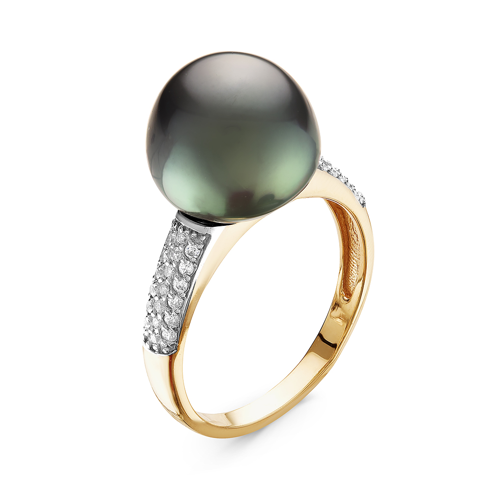 Кольцо из серебра 925 пробы с Таитянской морской жемчужиной 11,6-11,9 мм. Артикул 10893