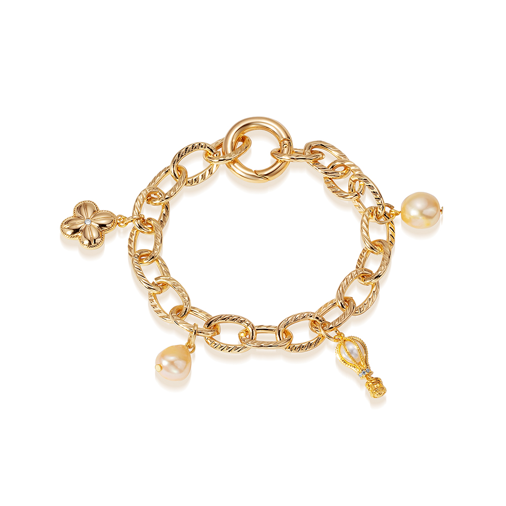 Браслет из бижутерного сплава с золотистыми жемчужинами 8-9 мм. Качество жемчуга наивысшее ААА. ртикул 12733