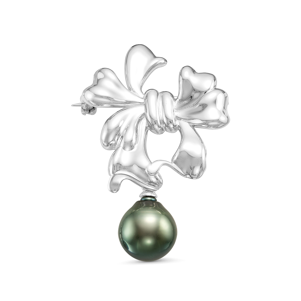 Брошь из серебра с черной Таитянской жемчужиной 11-11,5 мм. Артикул 10730 Брошь из серебра с черной Таитянской жемчужиной 11-11,5 мм. Артикул 10730