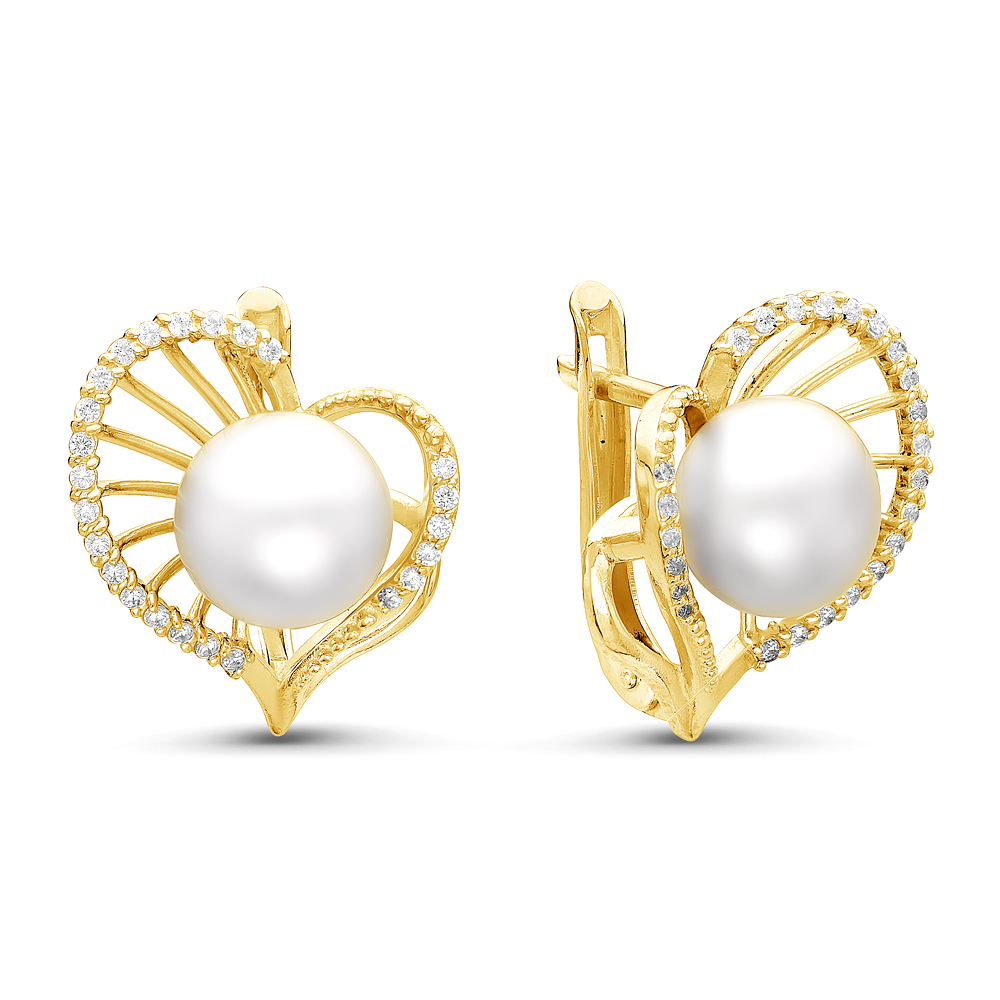 Серьги из серебра с белыми жемчужинами 7,5-8 мм. Артикул 10393 Серьги из серебра с белыми жемчужинами 7,5-8 мм. Артикул 10393