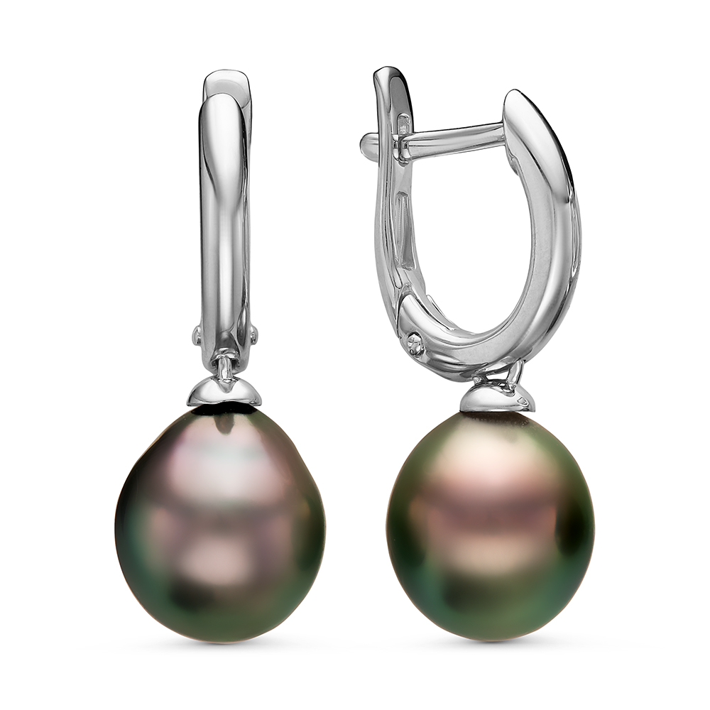 Серьги из серебра с Таитянскими жемчужинами 9,6-9,9 мм. Артикул 11110 Серьги из серебра с Таитянскими жемчужинами 9,6-9,9 мм. Артикул 11110
