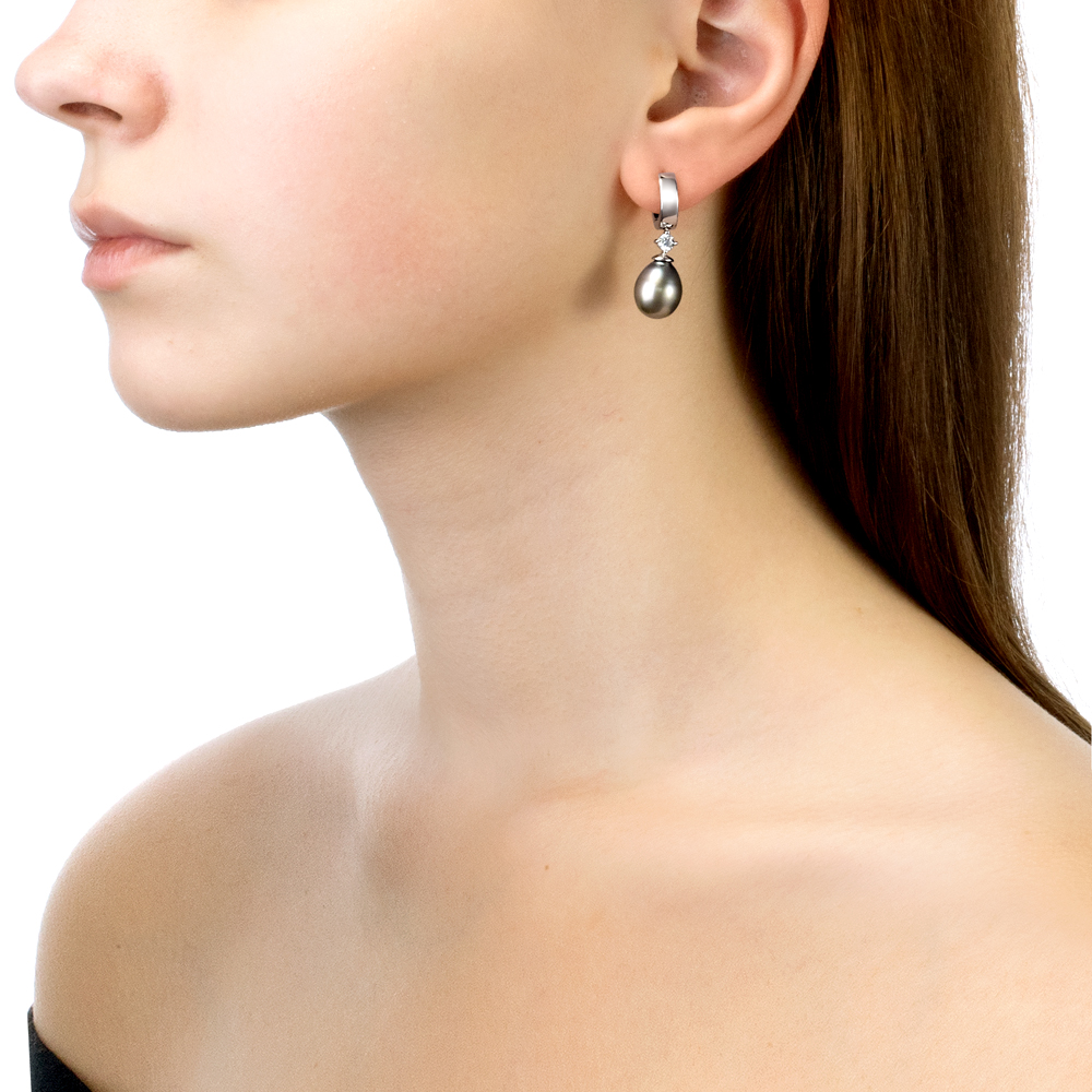 Серьги из серебра с Таитянскими жемчужинами 10-10,5 мм. Артикул 11107 Серьги из серебра с Таитянскими жемчужинами 10-10,5 мм. Артикул 11107