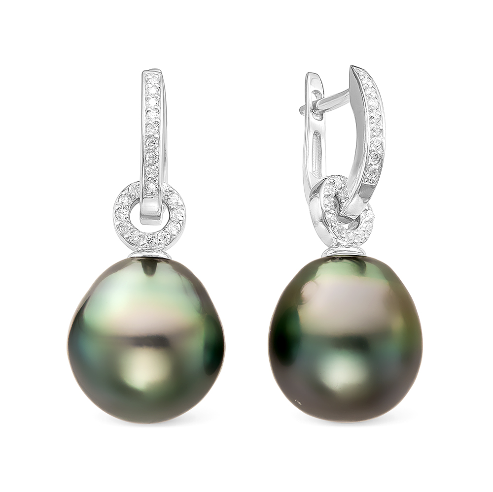Серьги из серебра с Таитянскими жемчужинами 11-11,5 мм. Артикул 10713