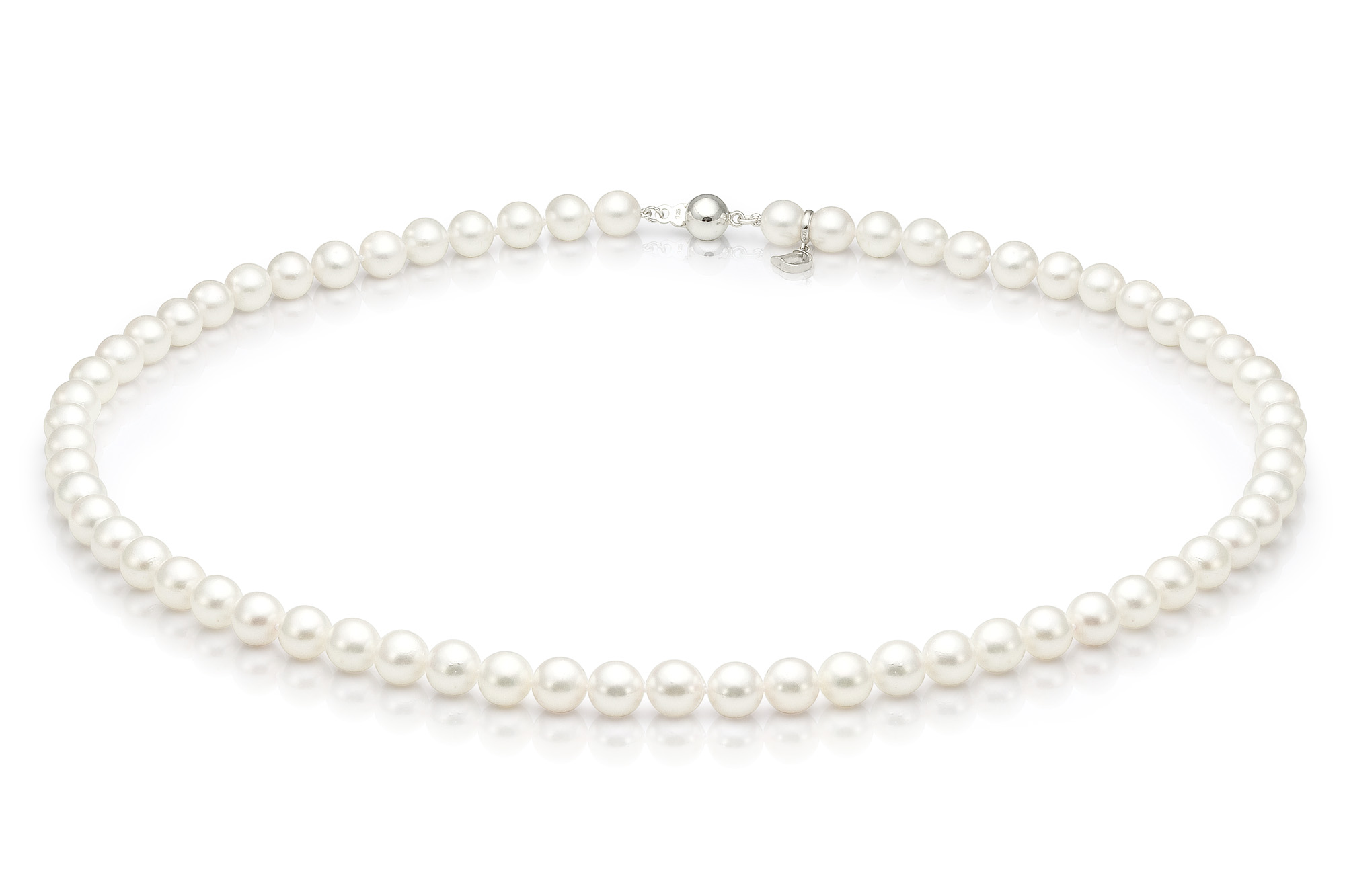 Ожерелье из белого круглого морского жемчуга 6-6,5 мм. Качество жемчуга наивысшее ААА. Артикул 7654