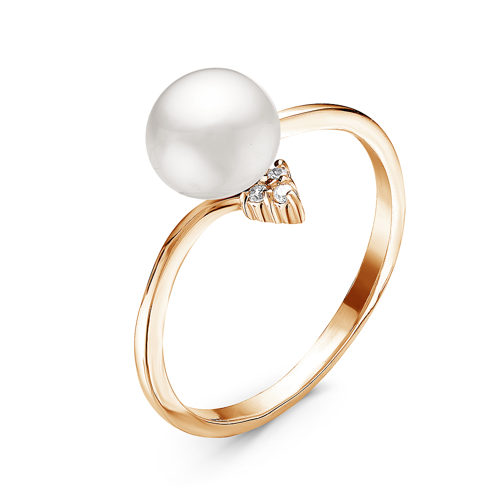 Кольцо из серебра 925 пробы с белой речной жемчужиной 7-7,5 мм. Артикул 11061