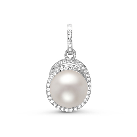 Кулон из серебра с белой жемчужиной 9,5-10 мм. Артикул 11436