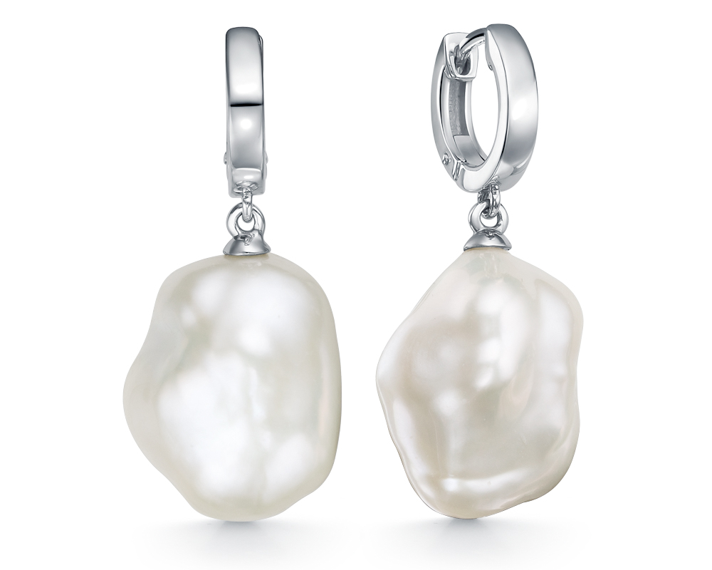 Серьги из золота с барочными жемчужинами 16-20 мм. Артикул 11793