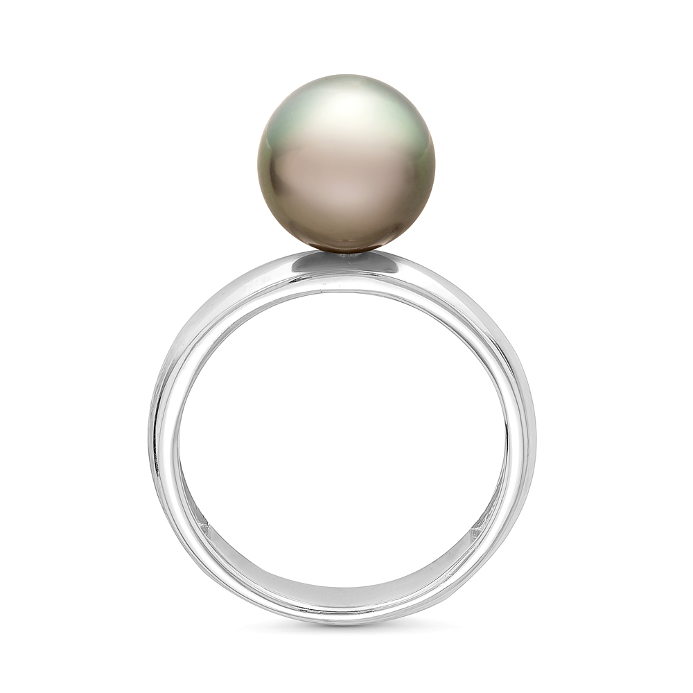 Кольцо из серебра 925 пробы с морской Таитянской жемчужиной 10-10,5 мм. Артикул 11796