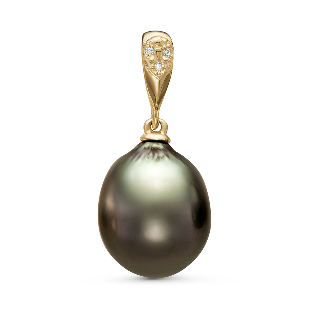 Кулон из желтого золота с черной Таитянской жемчужиной 14,6-14,9 мм. Артикул 11127 Кулон из желтого золота с черной Таитянской жемчужиной 14,6-14,9 мм. Артикул 11127