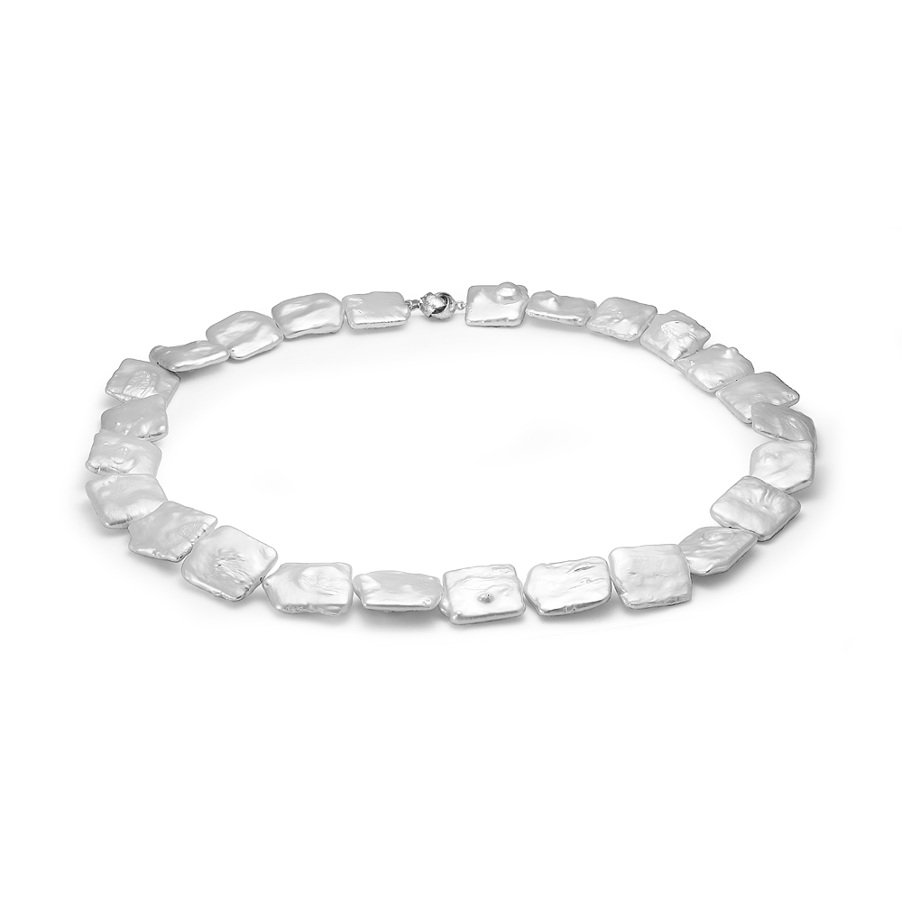 Ожерелье из белого барочного речного жемчуга 20 мм. Качество жемчуга высокое АА+. Артикул 8442