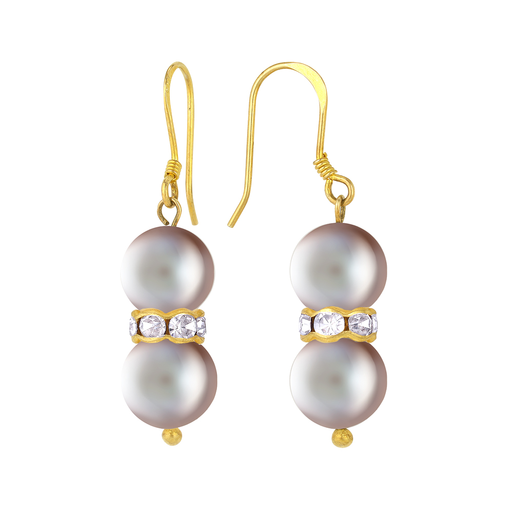 Серьги серебряные c серыми жемчужинами 6,5-7 мм. Артикул 8123