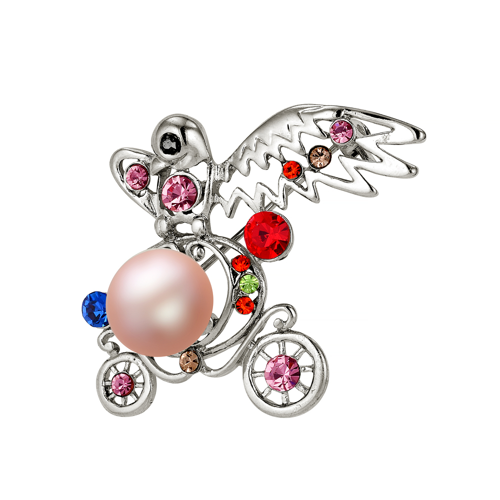 Брошь из сплава с лавандовой жемчужиной 10,7 мм. Артикул 12079