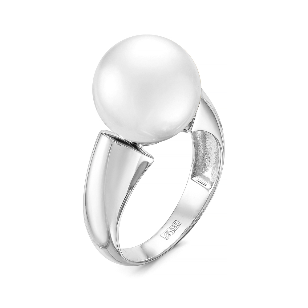 Кольцо из серебра 925 пробы с белой японской жемчужиной 12-13 мм. Артикул 11798 Кольцо из серебра 925 пробы с белой японской жемчужиной 12-13 мм. Артикул 11798