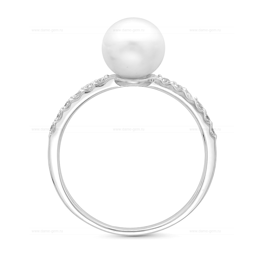 Кольцо из серебра 925 пробы с белой жемчужиной 7-7,5 мм. Артикул 11810 Кольцо из серебра 925 пробы с белой жемчужиной 7-7,5 мм. Артикул 11810