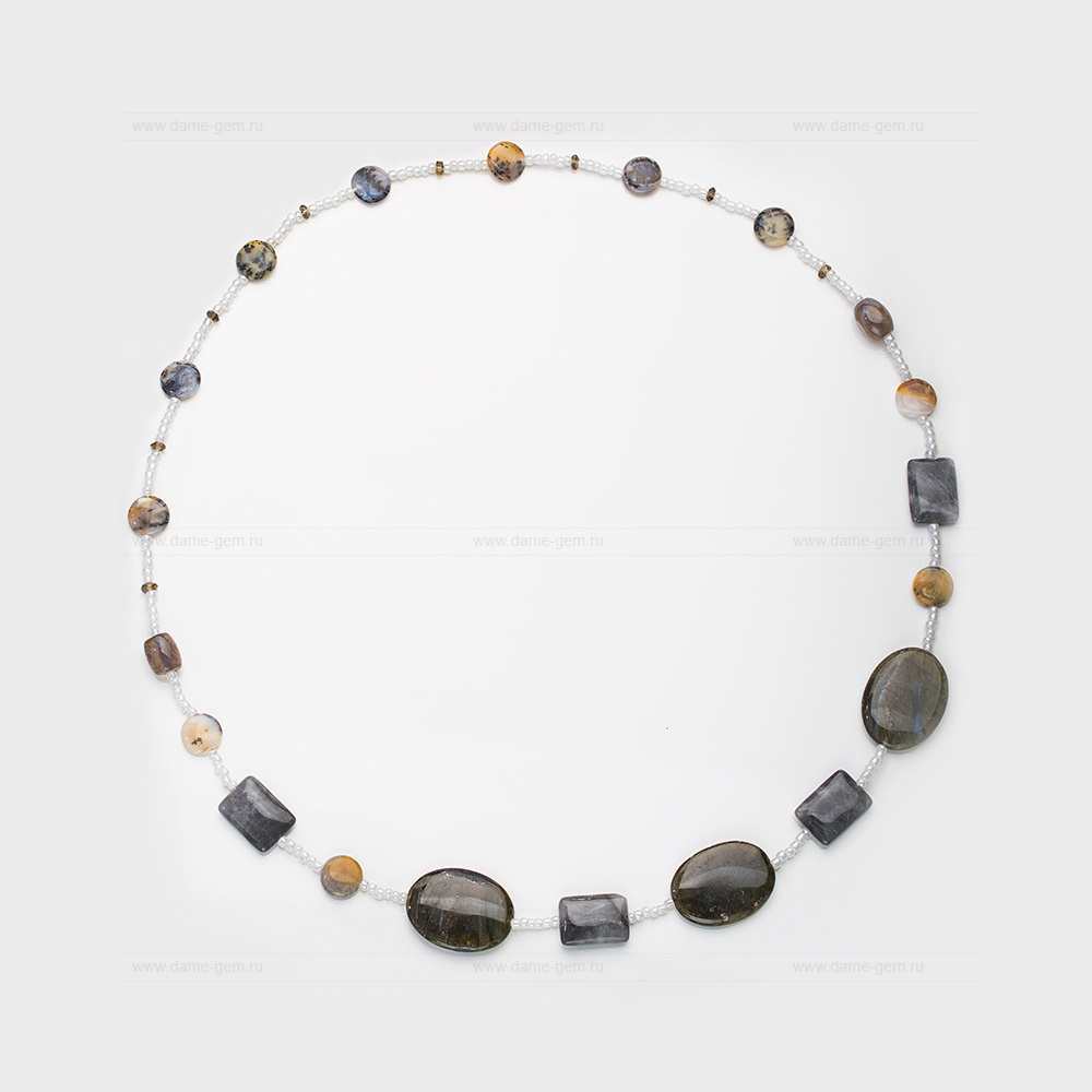 Бусы из натурального кварца и бисера. Артикул 12496