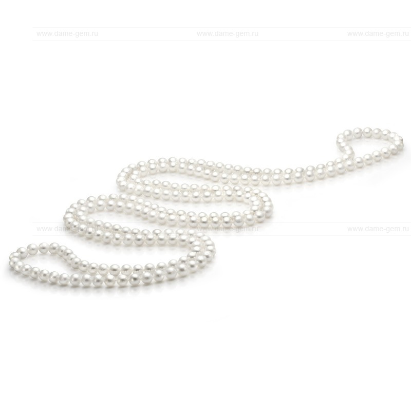 Бусы из белого круглого речного жемчуга 7-7,5 мм. Качество жемчуга высокое АА+. Артикул 7730 Бусы из белого круглого речного жемчуга 7-7,5 мм. Качество жемчуга высокое АА+. Артикул 7730