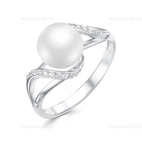 Кольцо из белого золота 585 пробы с белой жемчужиной 8-8,5 мм. Артикул 12000 Кольцо из белого золота 585 пробы с белой жемчужиной 8-8,5 мм. Артикул 12000