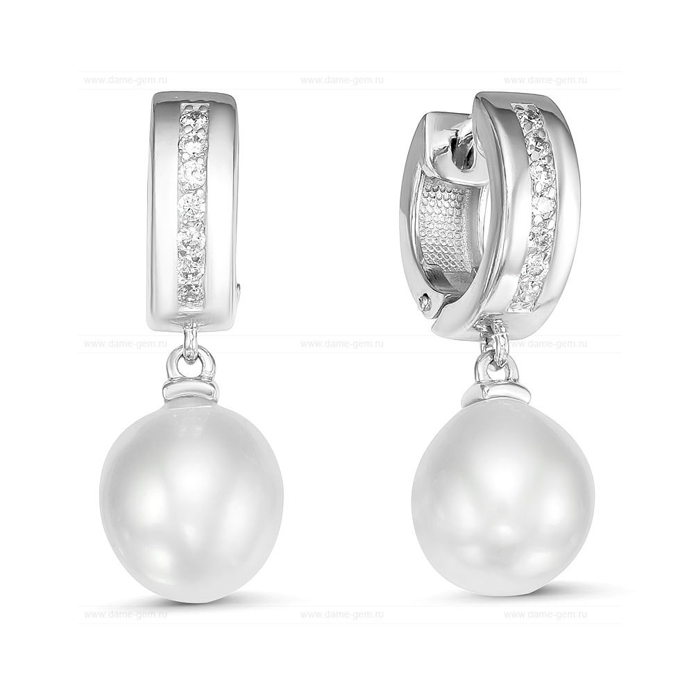 Серьги из серебра с Австралийскими жемчужинами 9,6-9,9 мм. Артикул 12155 Серьги из серебра с Австралийскими жемчужинами 9,6-9,9 мм. Артикул 12155