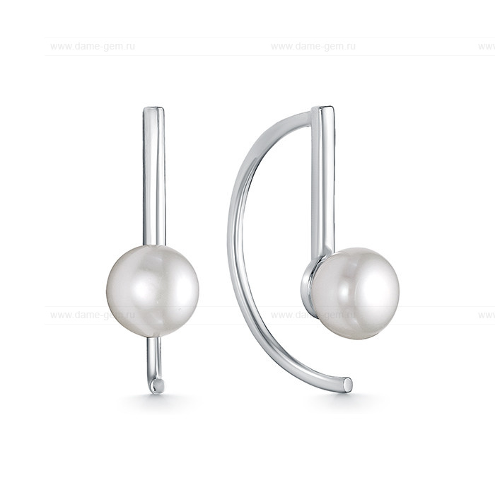 Серьги из серебра с белыми жемчужинами 7-7,5 мм. Артикул 10428 Серьги из серебра с белыми жемчужинами 7-7,5 мм. Артикул 10428